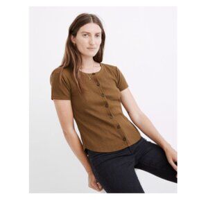 Madewell Pointelle Button-Front Slim Tee XS